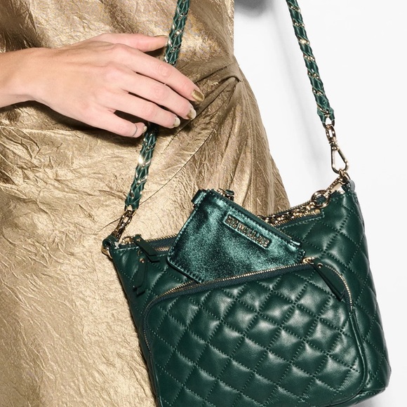 NWT MZ Wallace Emerald Leather Metro Scout Deluxe + leather metallic card case - Picture 9 of 10